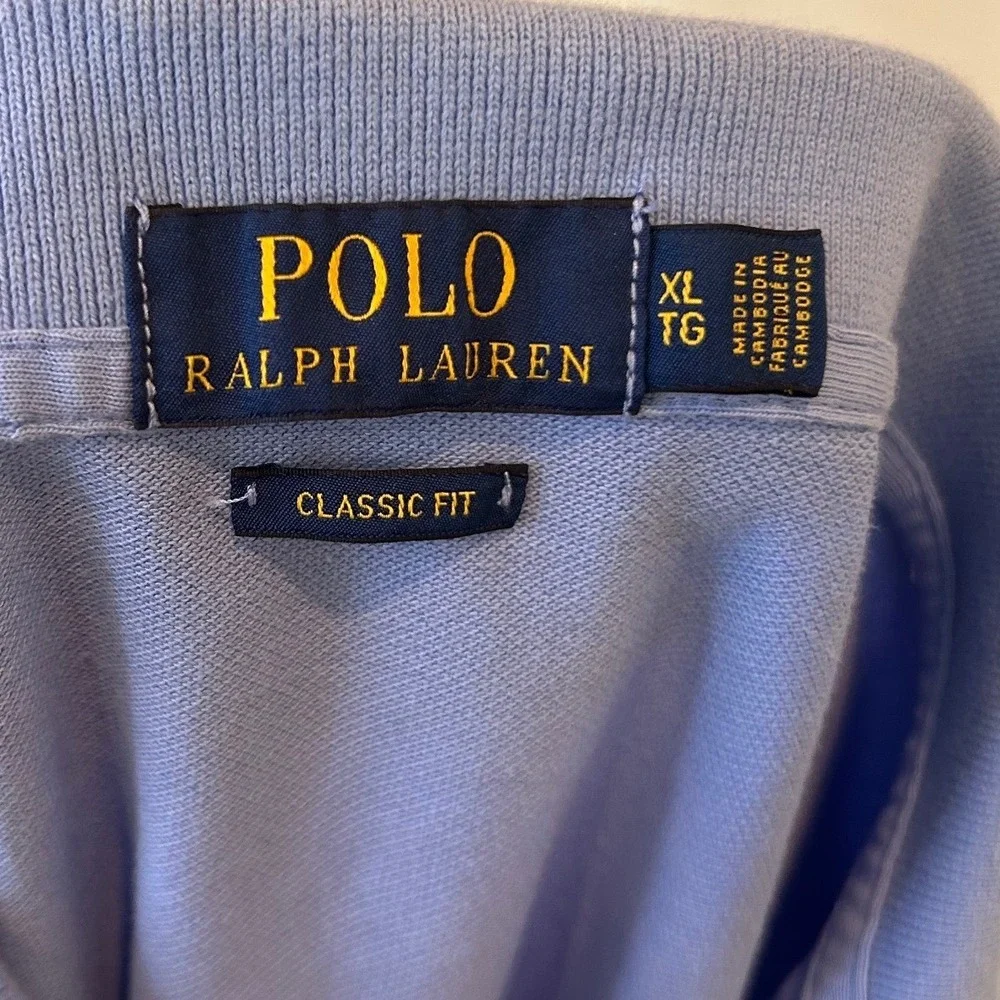 Polo Ralph Lauren Mens XL Classic Fit Short Sleeve Pique Polo Shirt Light Blue